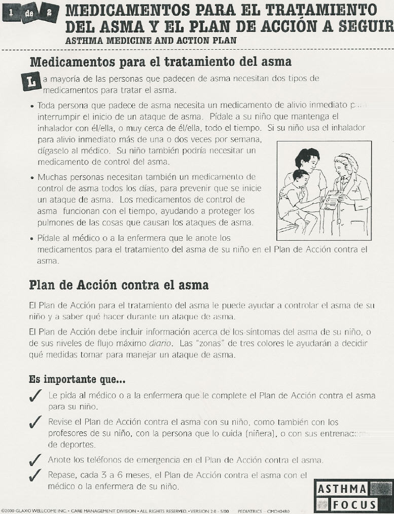 Medicamentos para el tratamiento del asma y el plan de accion a segur